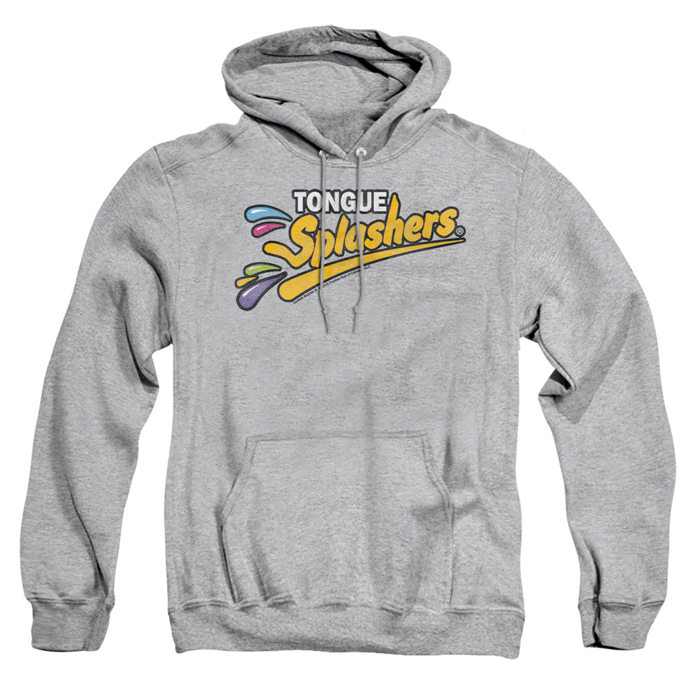 AN OFFCIALLY LICENSED DUBBLE BUBBLE TONGUE SPLASHERS LOGO ADULT UNISEX PULLOVER HOODIE ATHLETIC HEATHER