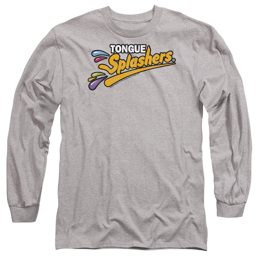 AN OFFCIALLY LICENSED DUBBLE BUBBLE TONGUE SPLASHERS LOGO MEN'S LONG SLEEVE T-SHIRT ATHLETIC HEATHER