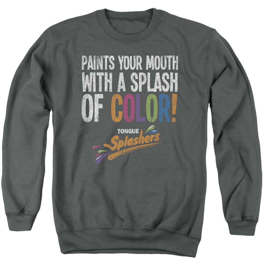 AN OFFCIALLY LICENSED DUBBLE BUBBLE PAINTS YOUR MOUTH ADULT UNISEX CREWNECK SWEATSHIRT CHARCOAL