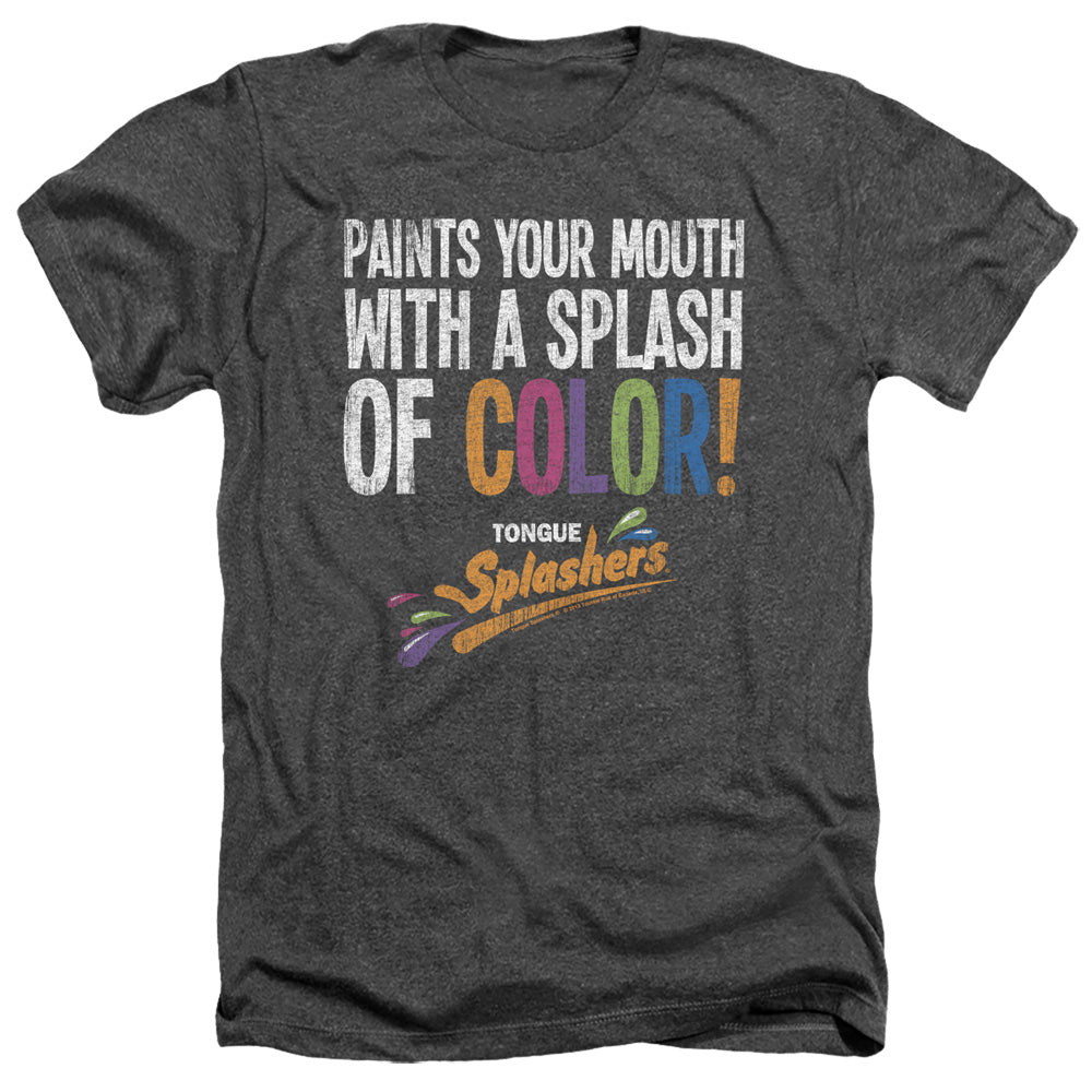 AN OFFCIALLY LICENSED DUBBLE BUBBLE PAINTS YOUR MOUTH MEN'S HEATHER T-SHIRT CHARCOAL