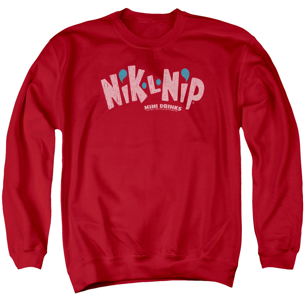 AN OFFCIALLY LICENSED DUBBLE BUBBLE DISTRESSED LOGO ADULT UNISEX CREWNECK SWEATSHIRT RED