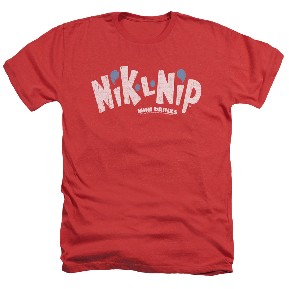 AN OFFCIALLY LICENSED DUBBLE BUBBLE DISTRESSED LOGO MEN'S HEATHER T-SHIRT RED