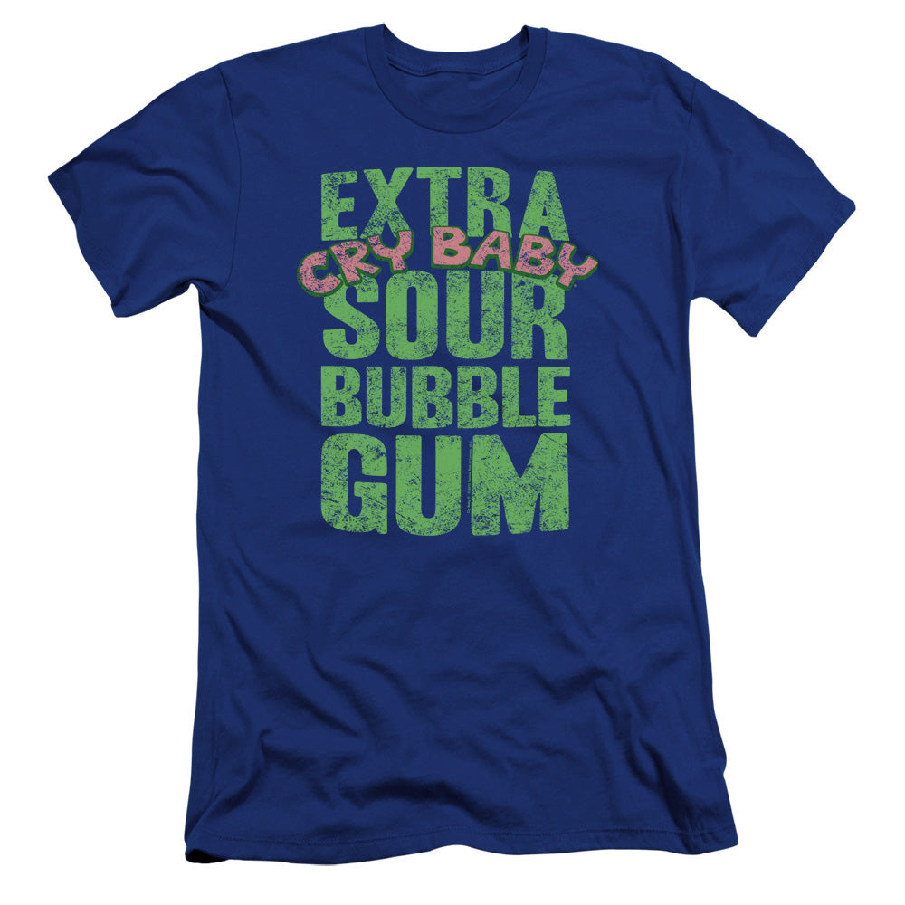 AN OFFCIALLY LICENSED DUBBLE BUBBLE EXTRA SOUR MEN'S PREMIUM SLIM FIT T-SHIRT ROYAL