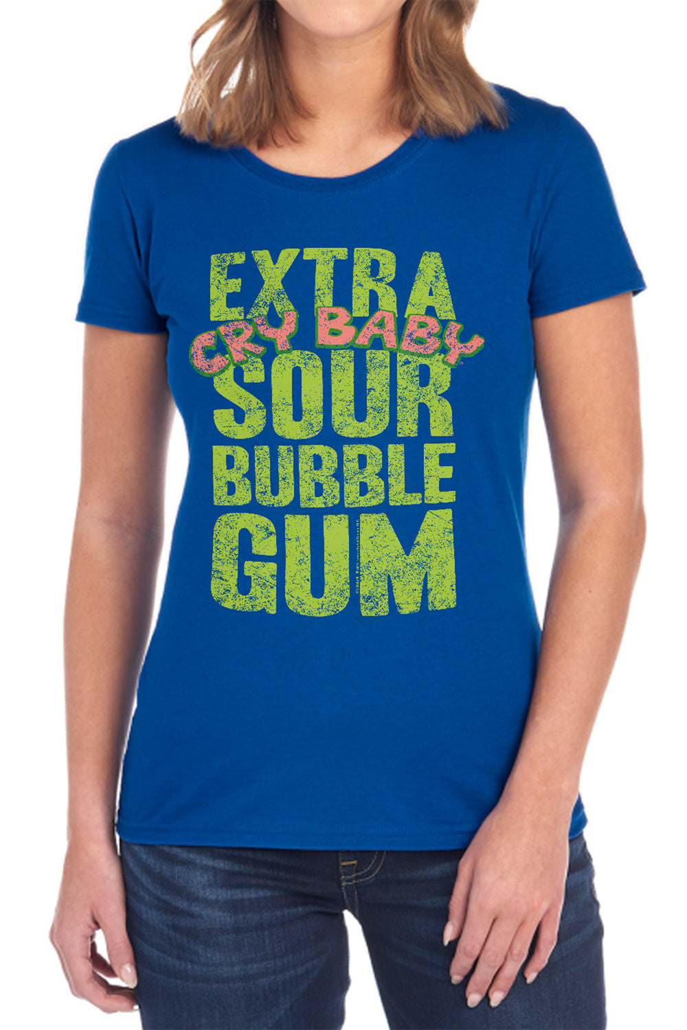 AN OFFCIALLY LICENSED DUBBLE BUBBLE EXTRA SOUR WOMEN'S REGULAR FIT T-SHIRT ROYAL