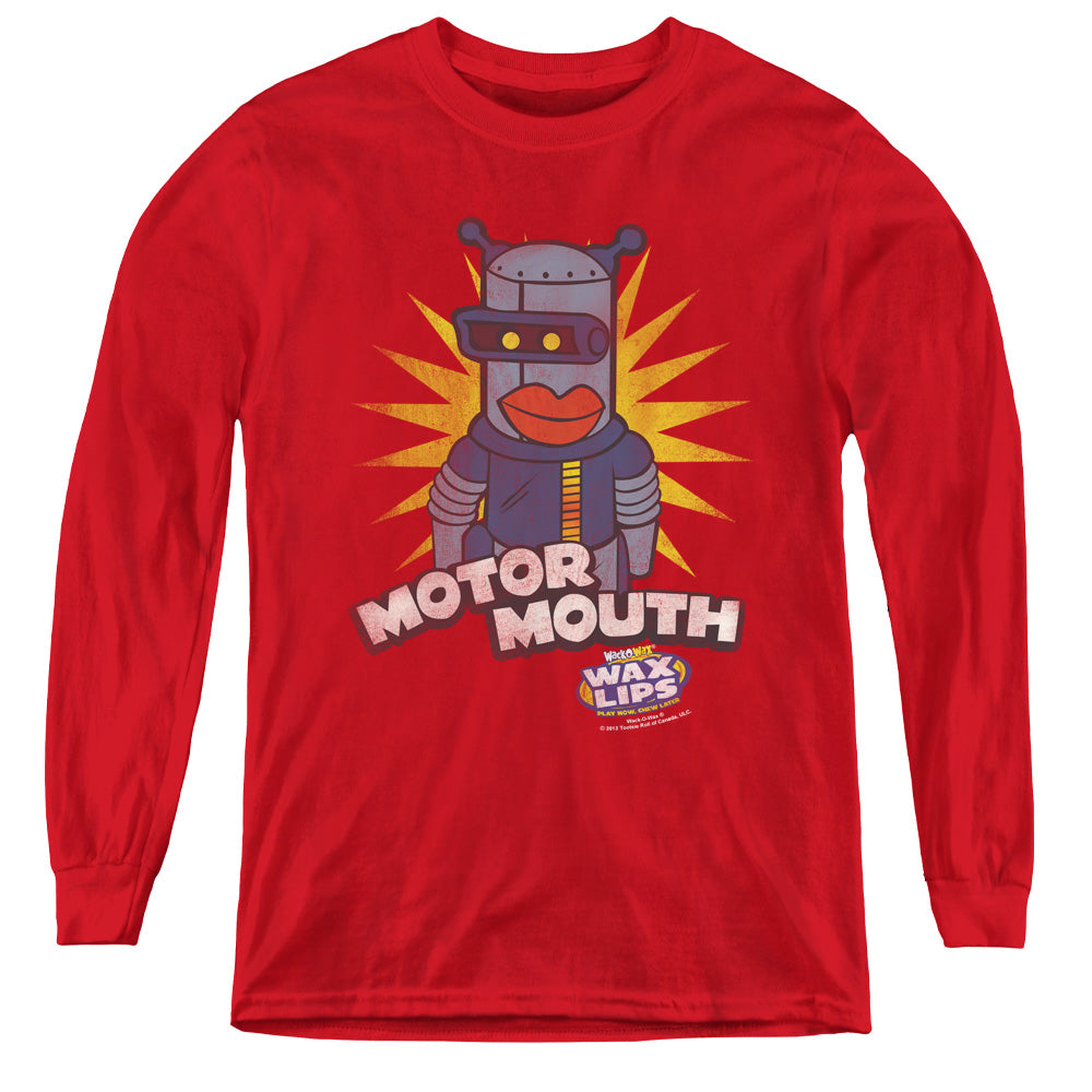 AN OFFCIALLY LICENSED DUBBLE BUBBLE MOTOR MOUTH YOUTH LONG SLEEVE T-SHIRT RED
