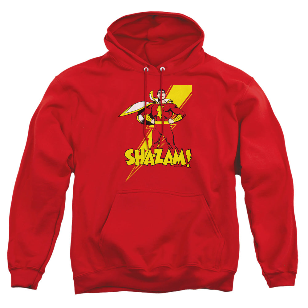 AN OFFCIALLY LICENSED DC SHAZAM SHAZAM ADULT UNISEX PULLOVER HOODIE RED