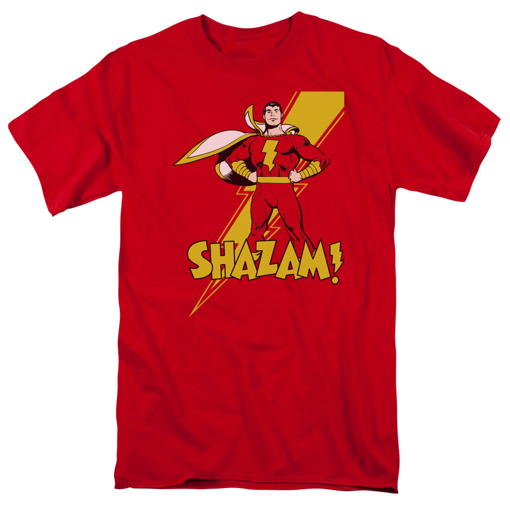 AN OFFCIALLY LICENSED DC SHAZAM SHAZAM MEN'S REGULAR FIT T-SHIRT RED
