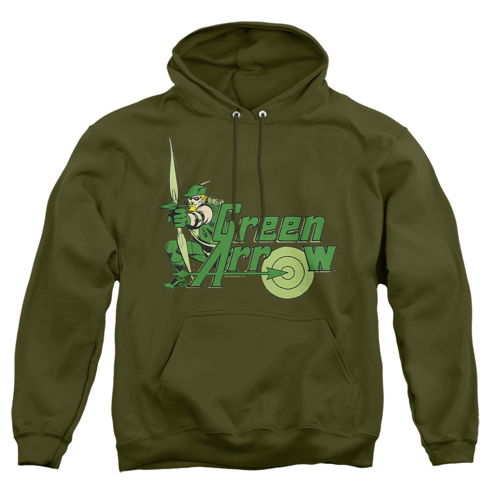 AN OFFCIALLY LICENSED DC GREEN ARROW GREEN ARROW ADULT UNISEX PULLOVER HOODIE MILITARY GREEN