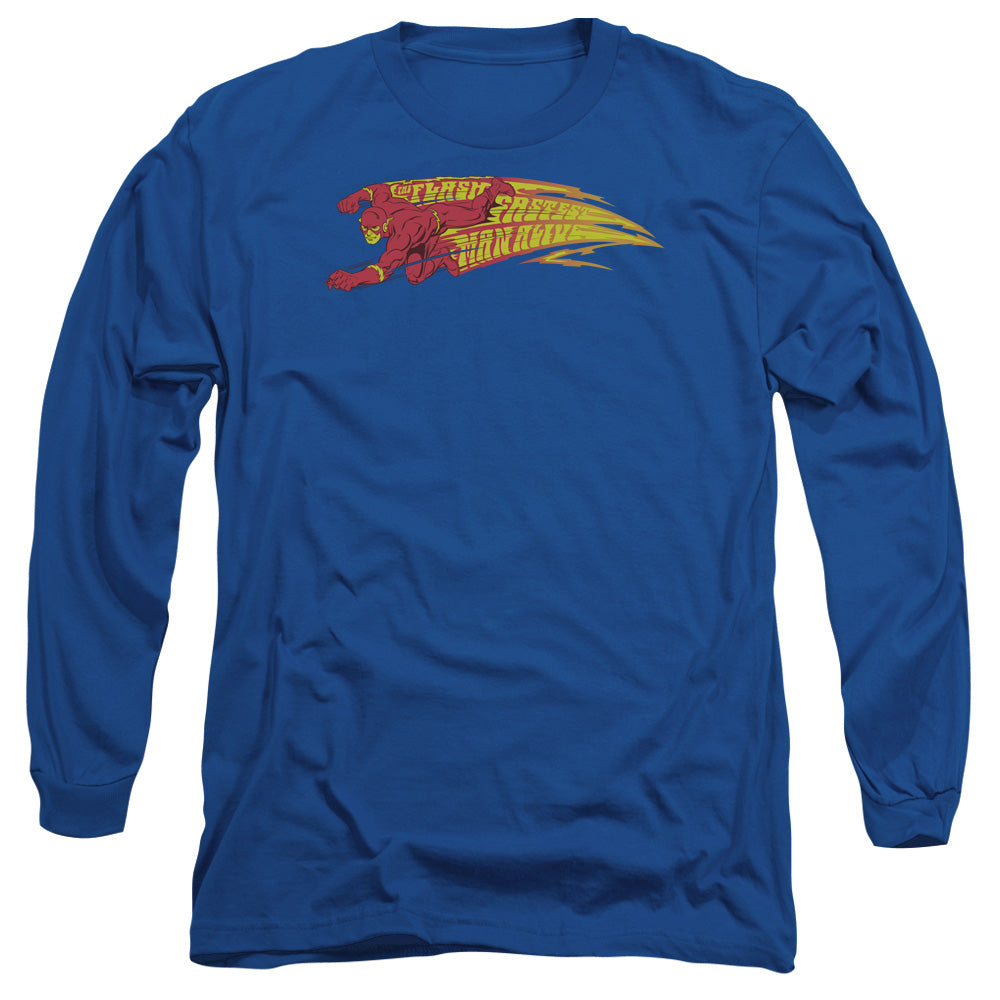AN OFFCIALLY LICENSED DC FLASH FASTEST MAN ALIVE MEN'S LONG SLEEVE T-SHIRT ROYAL