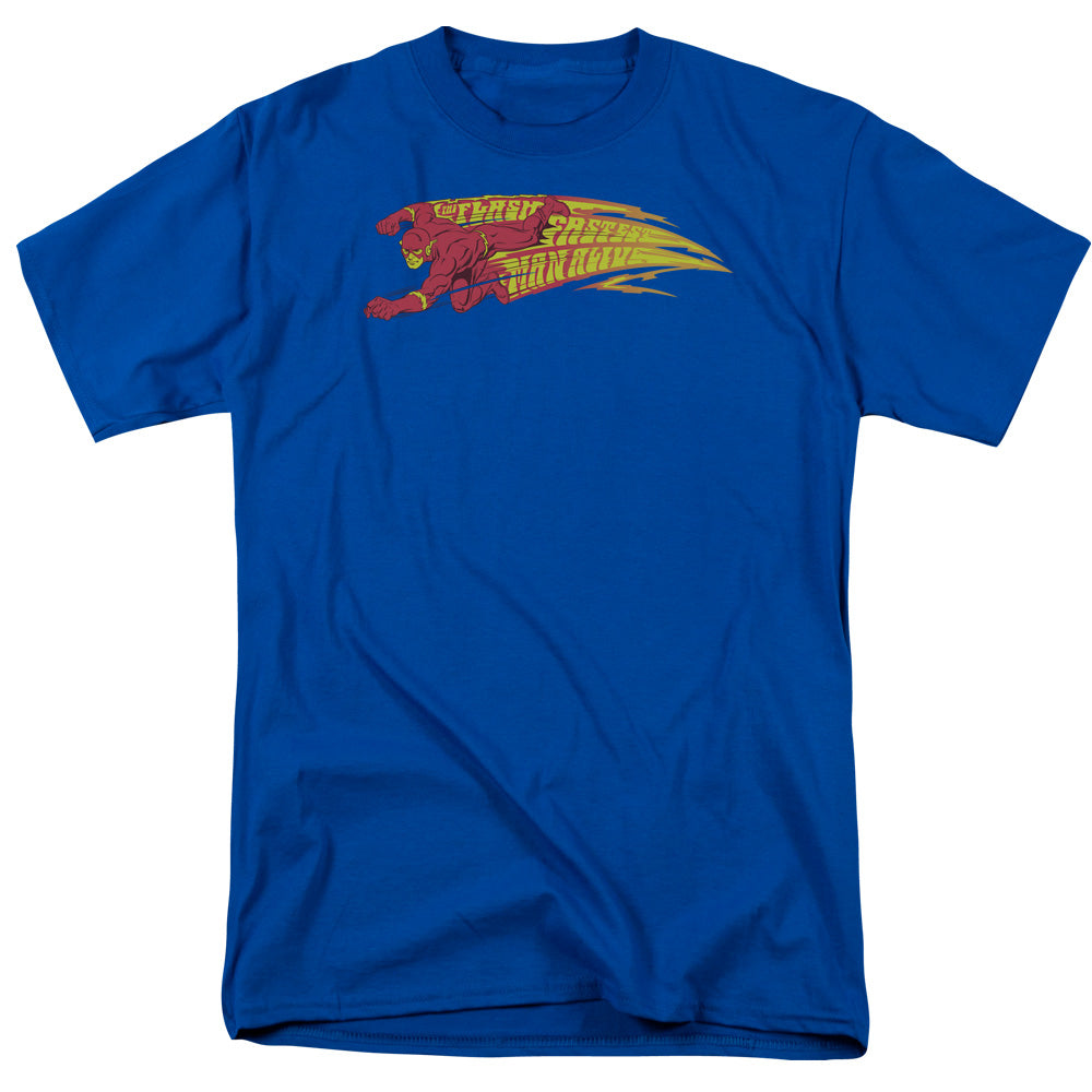 AN OFFCIALLY LICENSED DC FLASH FASTEST MAN ALIVE MEN'S REGULAR FIT T-SHIRT ROYAL