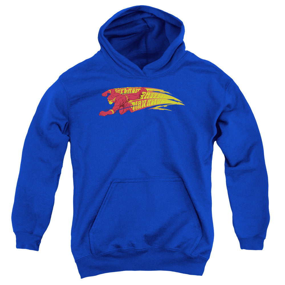AN OFFCIALLY LICENSED DC FLASH FASTEST MAN ALIVE YOUTH HOODIE ROYAL