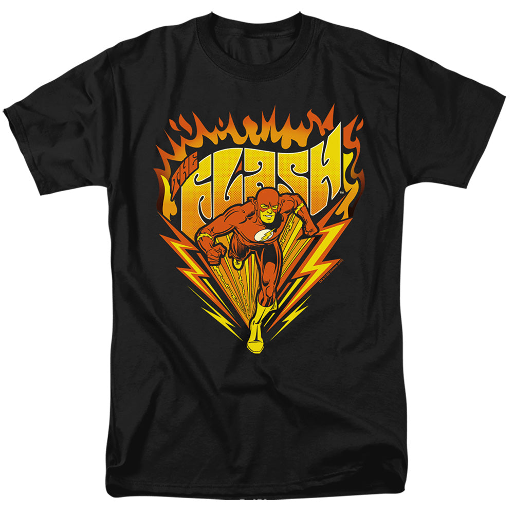 AN OFFCIALLY LICENSED DC FLASH BLAZING SPEED MEN'S REGULAR FIT T-SHIRT BLACK