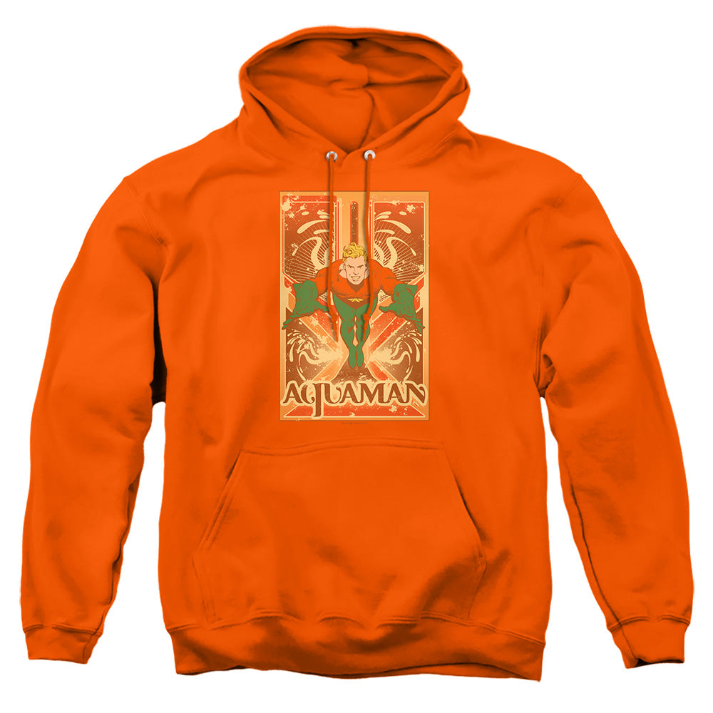 AN OFFCIALLY LICENSED DC AQUAMAN AQUAMAN ADULT UNISEX PULLOVER HOODIE ORANGE