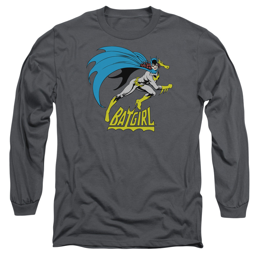 AN OFFCIALLY LICENSED DC BATGIRL BATGIRL IS HOT MEN'S LONG SLEEVE T-SHIRT CHARCOAL