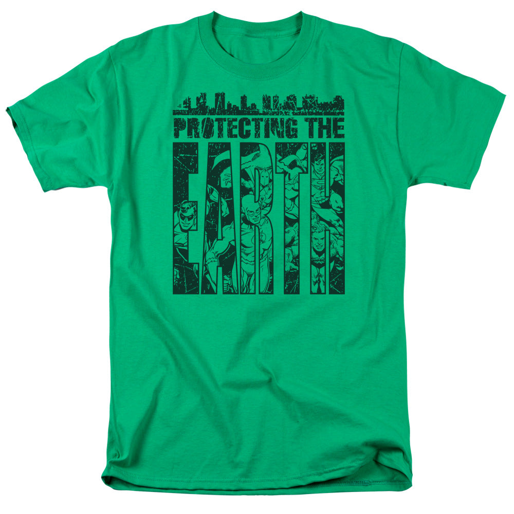 AN OFFCIALLY LICENSED DC PROTECTING THE EARTH MEN'S REGULAR FIT T-SHIRT KELLY GREEN