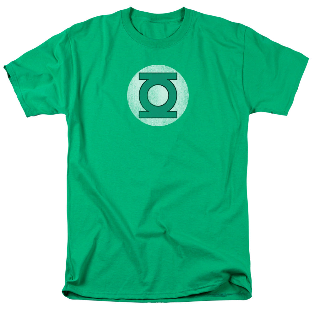 AN OFFCIALLY LICENSED DC GREEN LANTERN GREEN LANTERN LOGO DISTRESSED MEN'S REGULAR FIT T-SHIRT KELLY GREEN