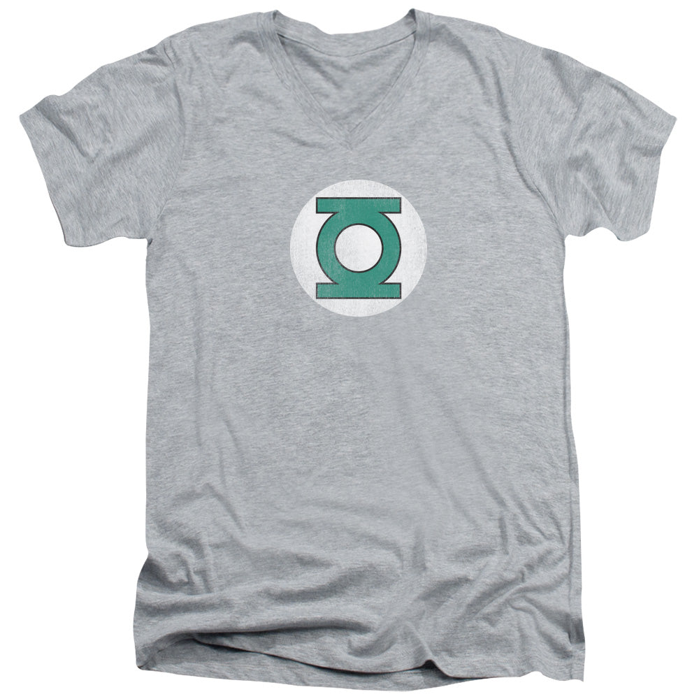 AN OFFCIALLY LICENSED DC GL LOGO DISTRESSED MEN'S V-NECK T-SHIRT ATHLETIC HEATHER