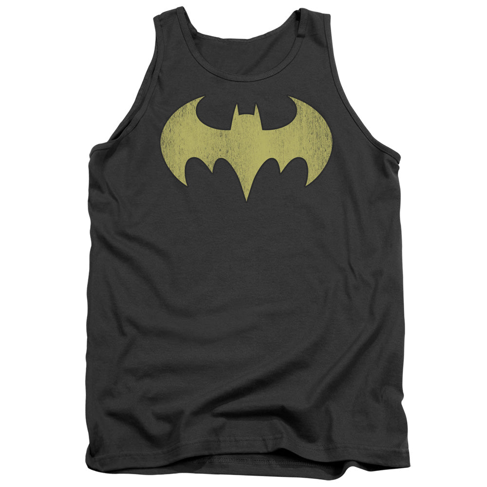 AN OFFCIALLY LICENSED DC BATGIRL LOGO DISTRESSED ADULT UNISEX TANK TOP CHARCOAL