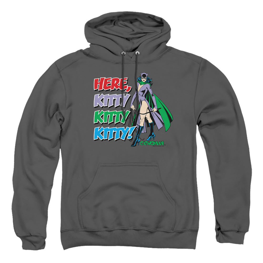 AN OFFCIALLY LICENSED DC HERE KITTY ADULT UNISEX PULLOVER HOODIE CHARCOAL