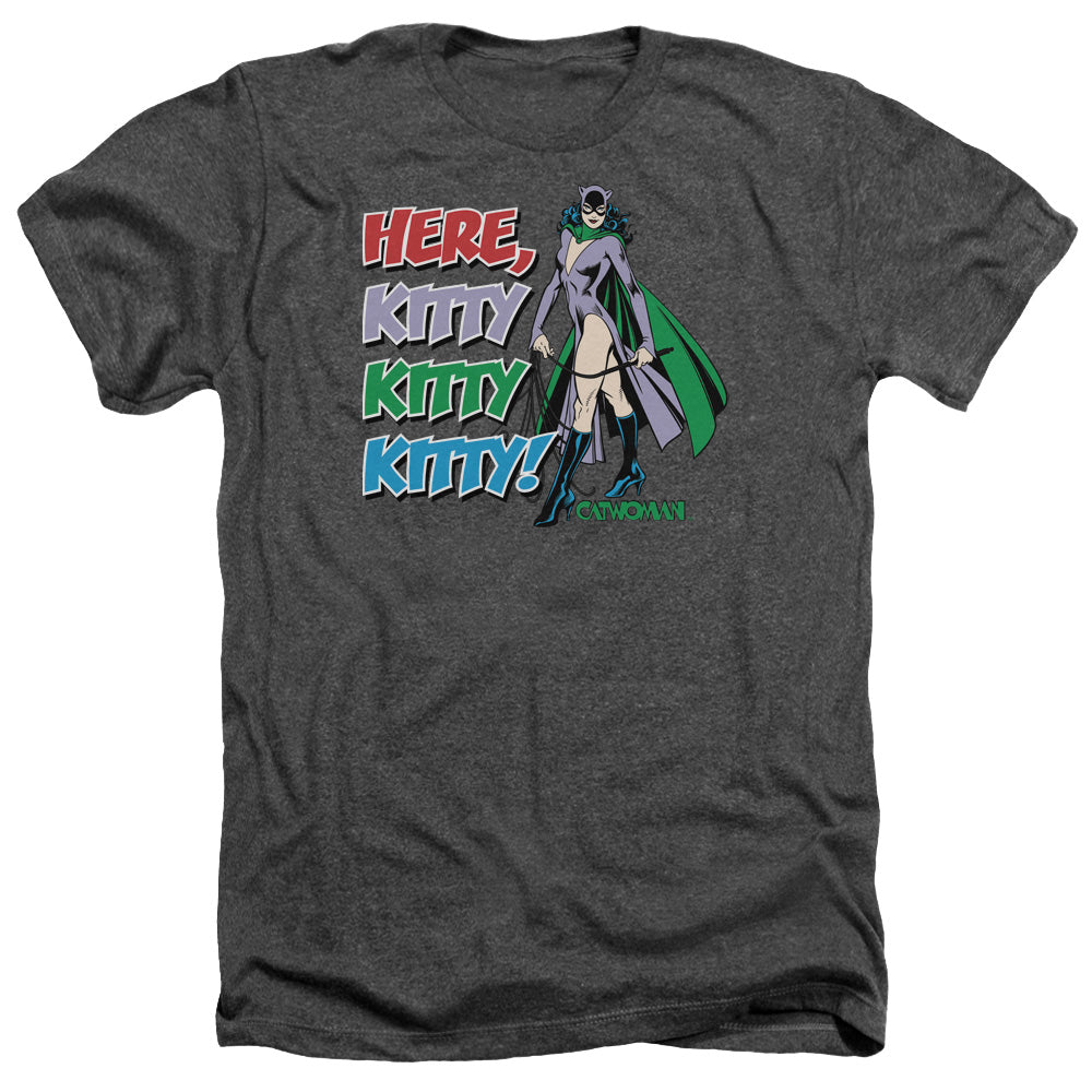 AN OFFCIALLY LICENSED DC HERE KITTY MEN'S HEATHER T-SHIRT CHARCOAL