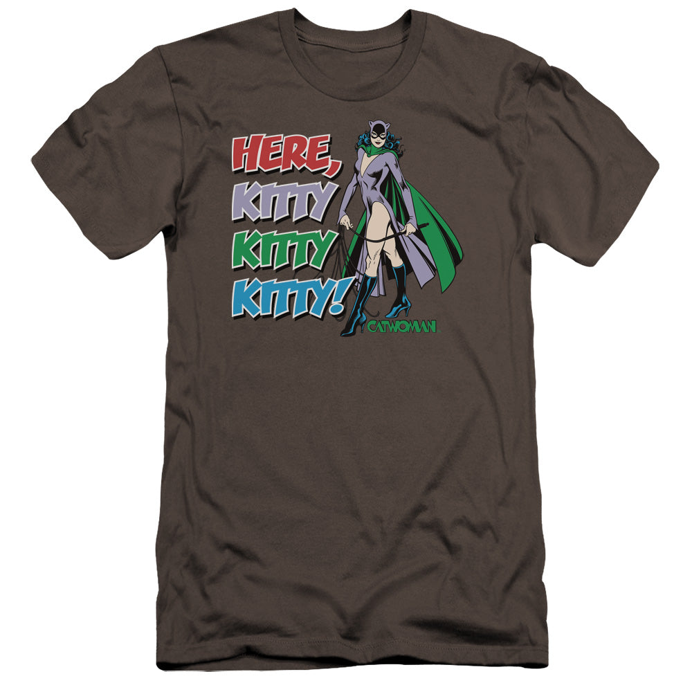 AN OFFCIALLY LICENSED DC HERE KITTY MEN'S PREMIUM SLIM FIT T-SHIRT CHARCOAL
