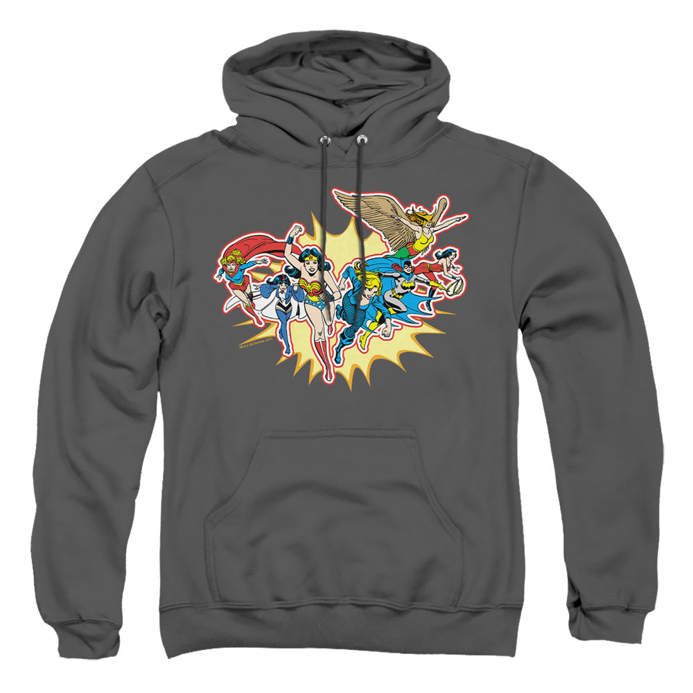 AN OFFCIALLY LICENSED DC PLEASE GET ME ADULT UNISEX PULLOVER HOODIE CHARCOAL