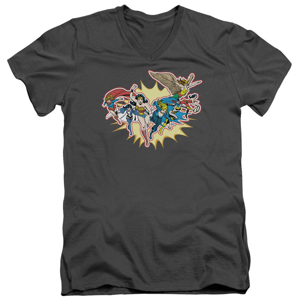 AN OFFCIALLY LICENSED DC PLEASE GET ME MEN'S V-NECK T-SHIRT CHARCOAL