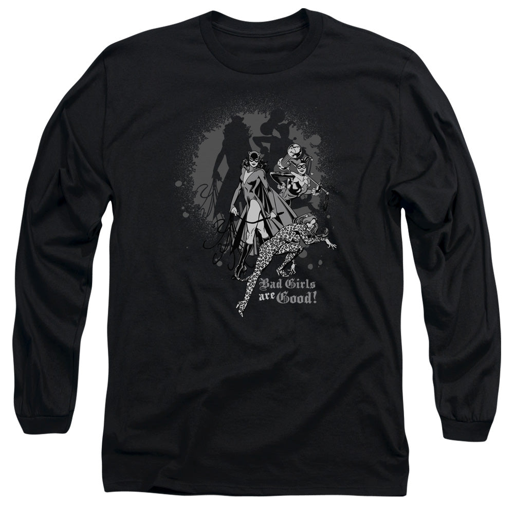 AN OFFCIALLY LICENSED DC BAD GIRLS ARE GOOD MEN'S LONG SLEEVE T-SHIRT BLACK