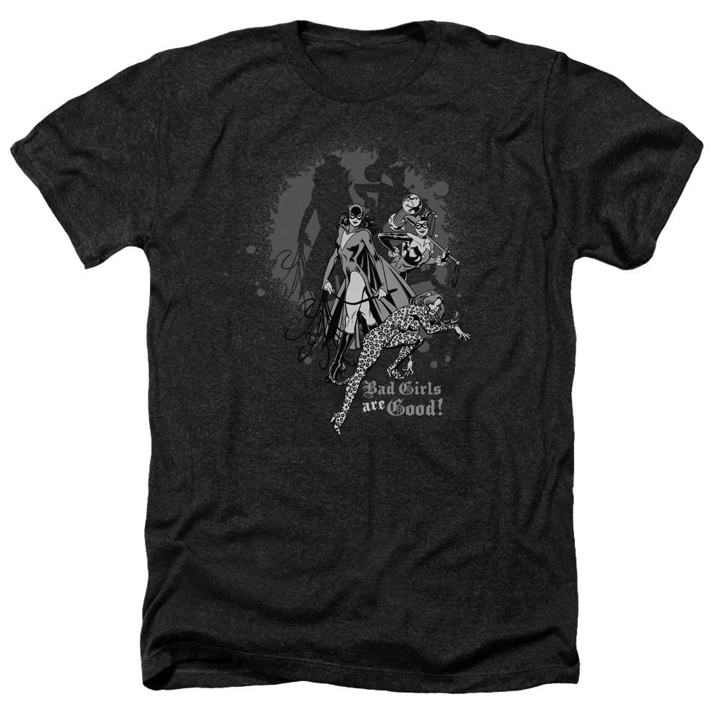 AN OFFCIALLY LICENSED DC BAD GIRLS ARE GOOD MEN'S HEATHER T-SHIRT CHARCOAL