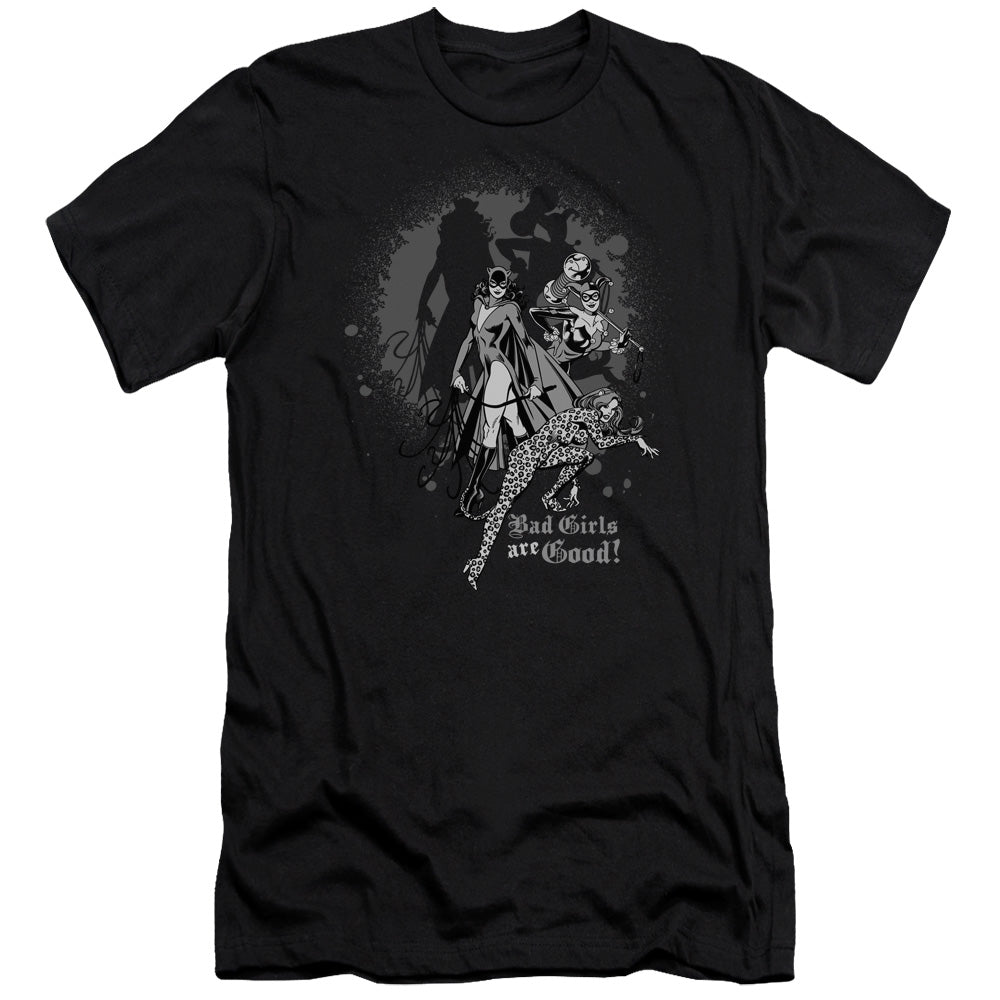 AN OFFCIALLY LICENSED DC BAD GIRLS ARE GOOD MEN'S PREMIUM SLIM FIT T-SHIRT BLACK