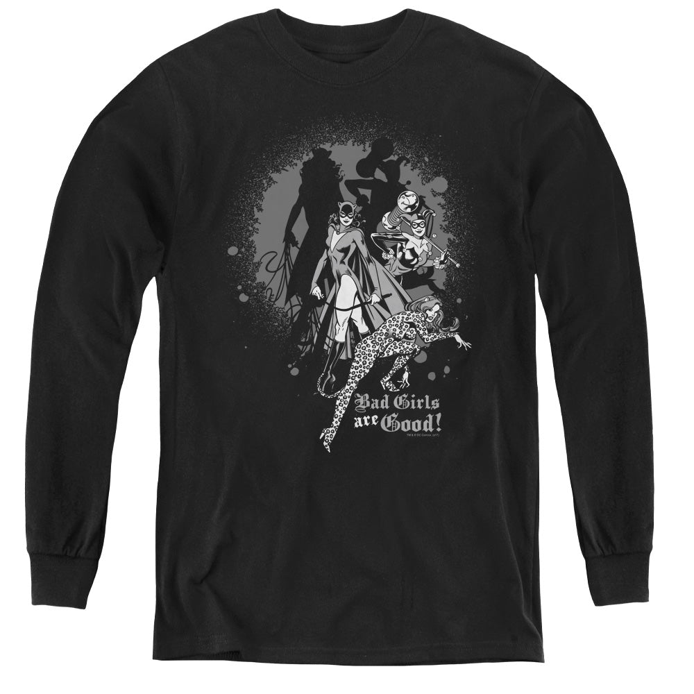 AN OFFCIALLY LICENSED DC BAD GIRLS ARE GOOD YOUTH LONG SLEEVE T-SHIRT BLACK