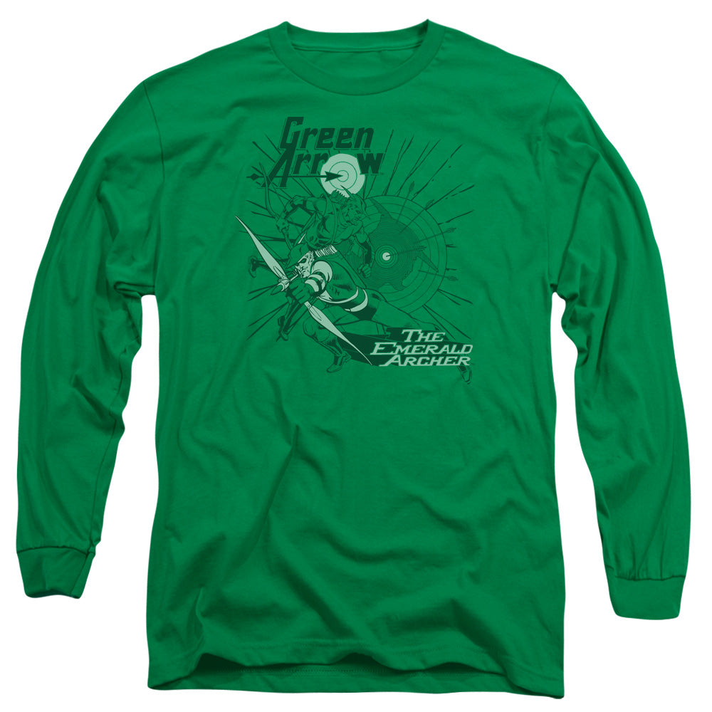 AN OFFCIALLY LICENSED DC GREEN ARROW THE EMERALD ARCHER MEN'S LONG SLEEVE T-SHIRT KELLY GREEN