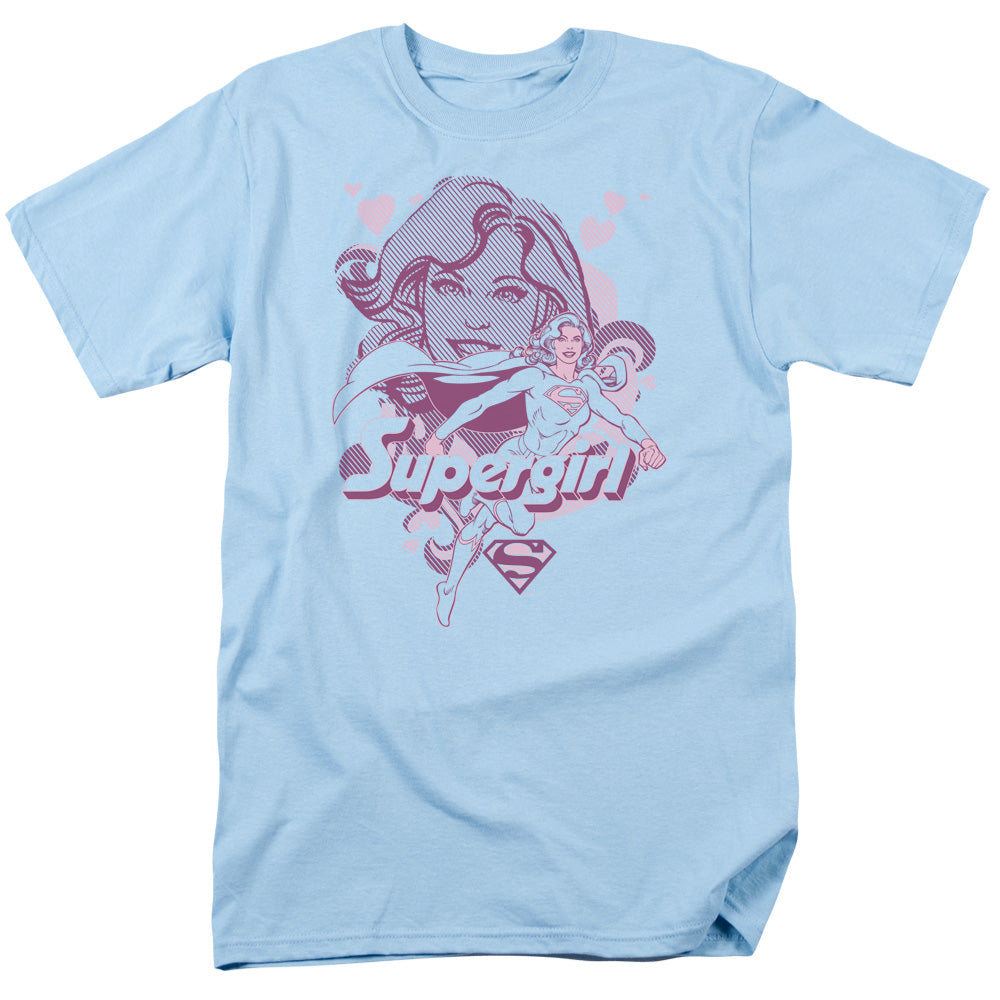 AN OFFCIALLY LICENSED DC SUPERGIRL MEN'S REGULAR FIT T-SHIRT LIGHT BLUE