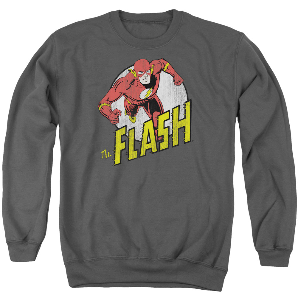 AN OFFCIALLY LICENSED DC FLASH RUN FLASH RUN ADULT UNISEX CREWNECK SWEATSHIRT CHARCOAL
