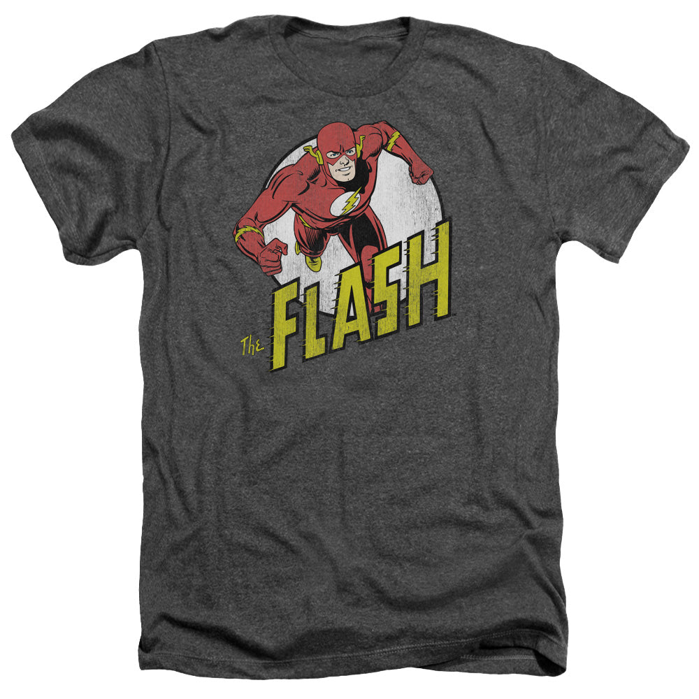 AN OFFCIALLY LICENSED DC FLASH RUN FLASH RUN MEN'S HEATHER T-SHIRT CHARCOAL