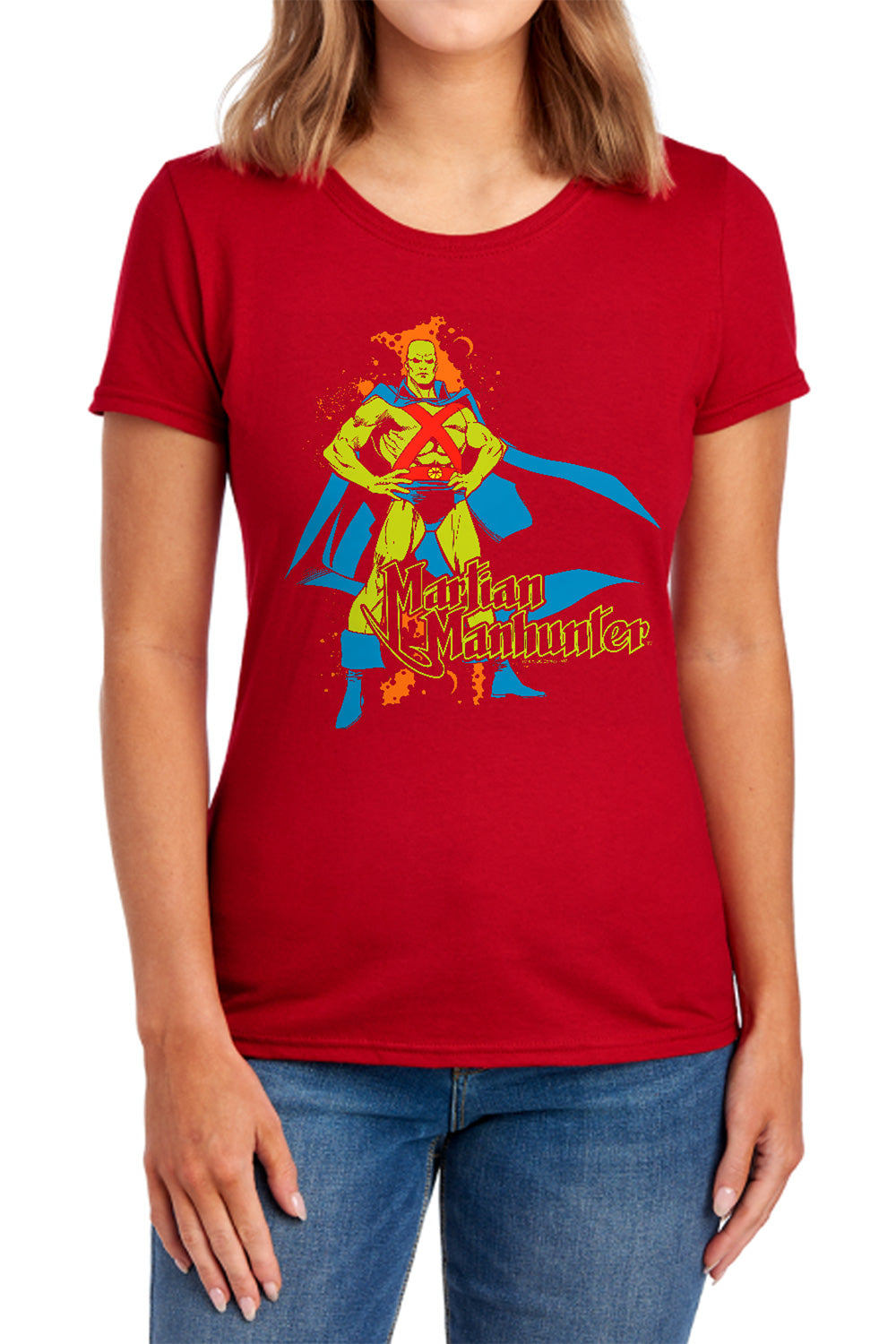 AN OFFCIALLY LICENSED DC MARTIAN MANHUNTER WOMEN'S REGULAR FIT T-SHIRT NAVY