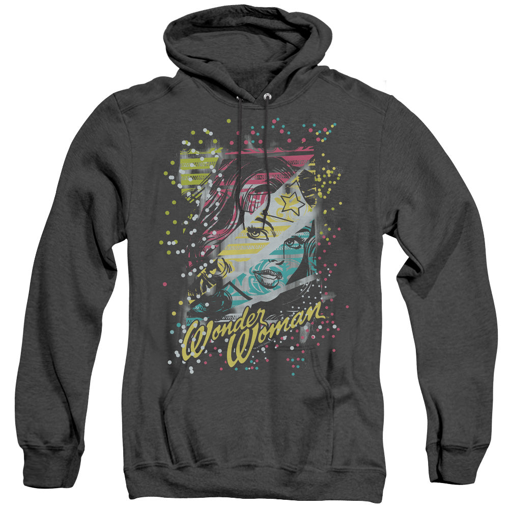 AN OFFCIALLY LICENSED DC COLOR BLOCK ADULT UNISEX HEATHER PULLOVER HOODIE BLACK