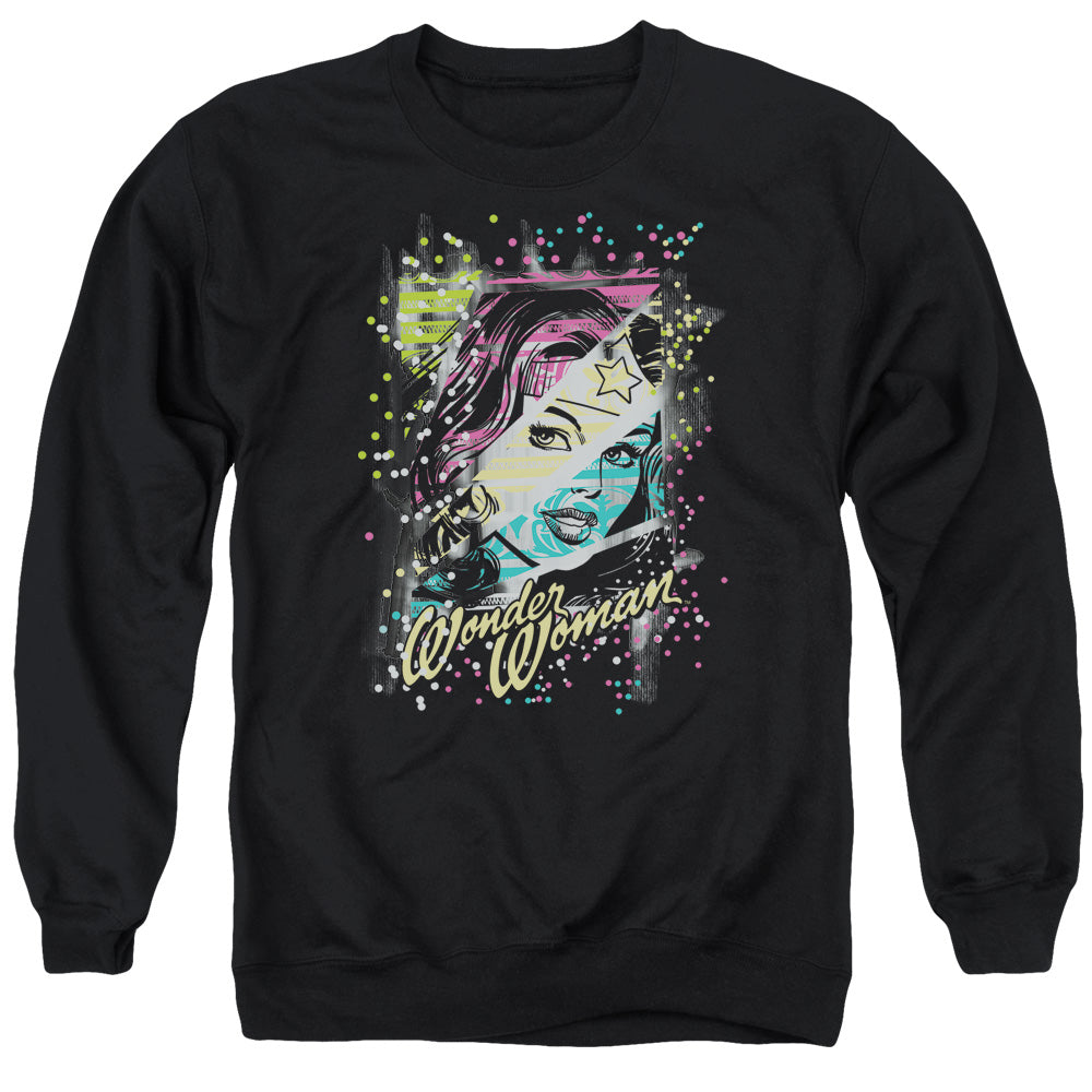 AN OFFCIALLY LICENSED DC COLOR BLOCK ADULT UNISEX CREWNECK SWEATSHIRT BLACK