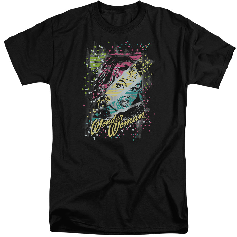 AN OFFCIALLY LICENSED DC COLOR BLOCK MEN'S TALL FIT T-SHIRT BLACK