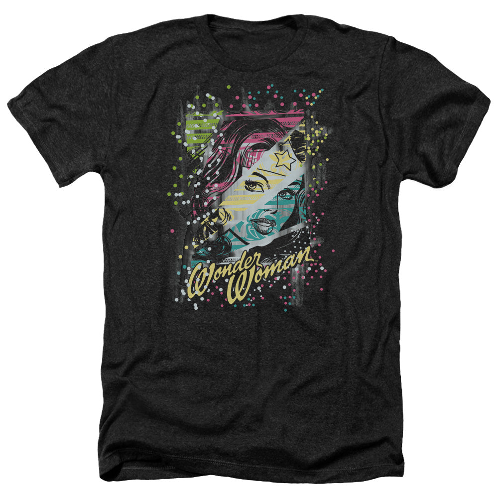 AN OFFCIALLY LICENSED DC COLOR BLOCK MEN'S HEATHER T-SHIRT CHARCOAL