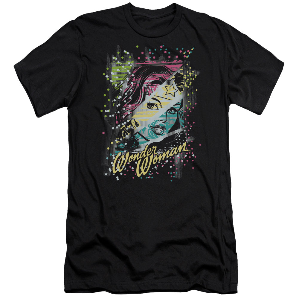 AN OFFCIALLY LICENSED DC COLOR BLOCK MEN'S PREMIUM SLIM FIT T-SHIRT BLACK