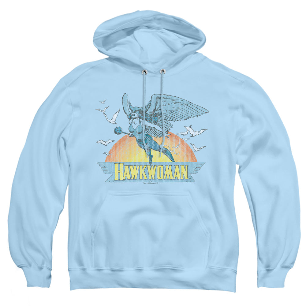 AN OFFCIALLY LICENSED DC HAWKWOMAN ADULT UNISEX PULLOVER HOODIE LIGHT BLUE