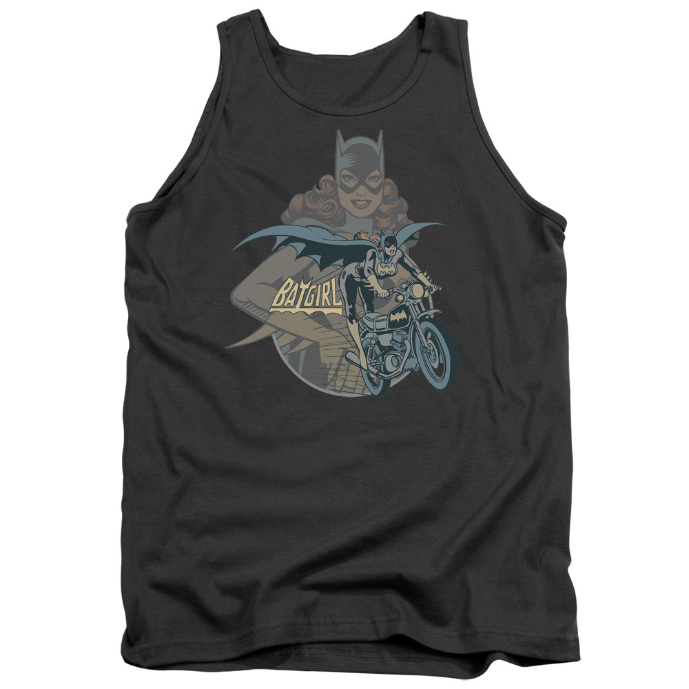 AN OFFCIALLY LICENSED DC BATGIRL BIKER ADULT UNISEX TANK TOP CHARCOAL