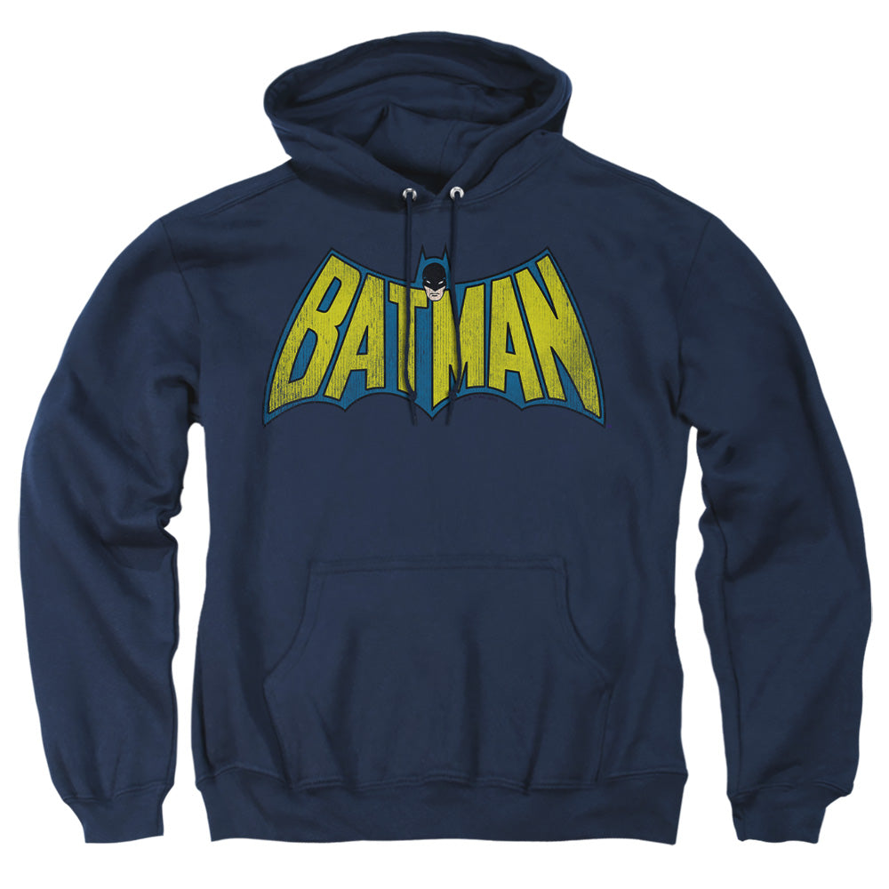 AN OFFCIALLY LICENSED DC CLASSIC BATMAN LOGO ADULT UNISEX PULLOVER HOODIE NAVY