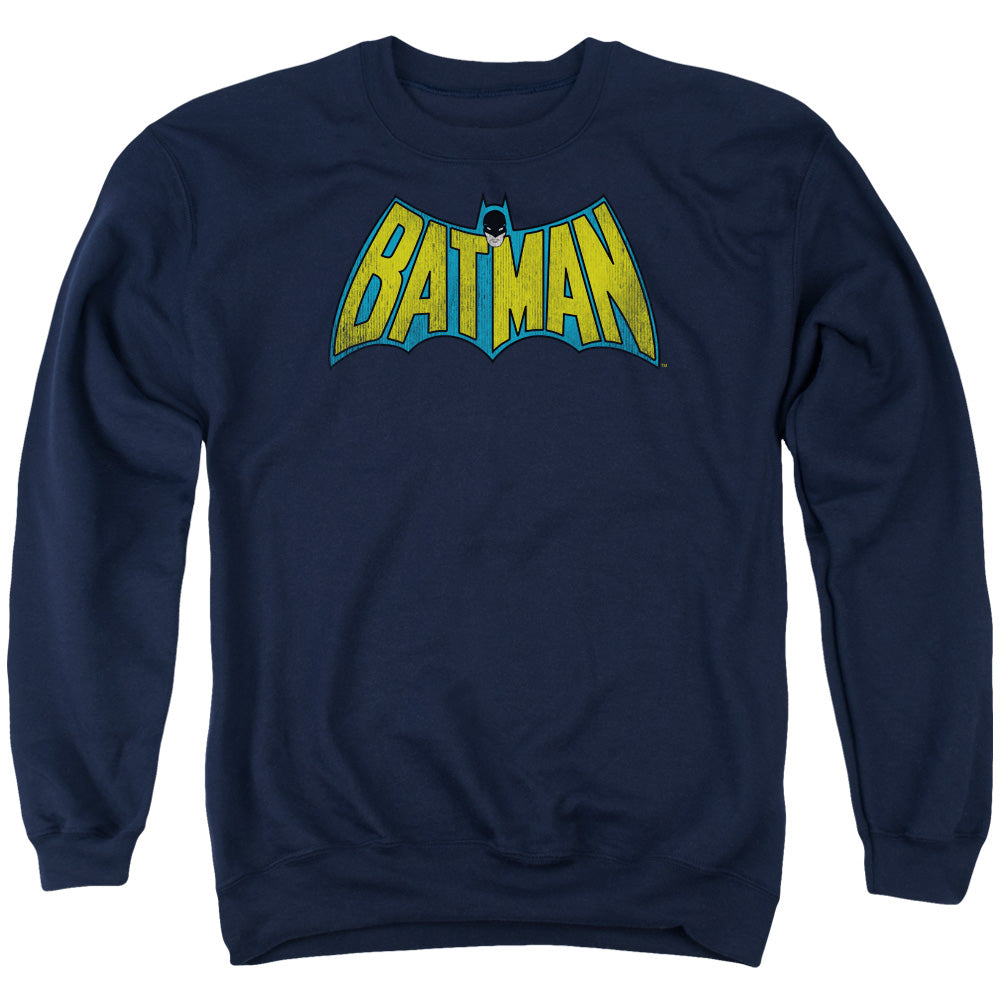 AN OFFCIALLY LICENSED DC CLASSIC BATMAN LOGO ADULT UNISEX CREWNECK SWEATSHIRT NAVY
