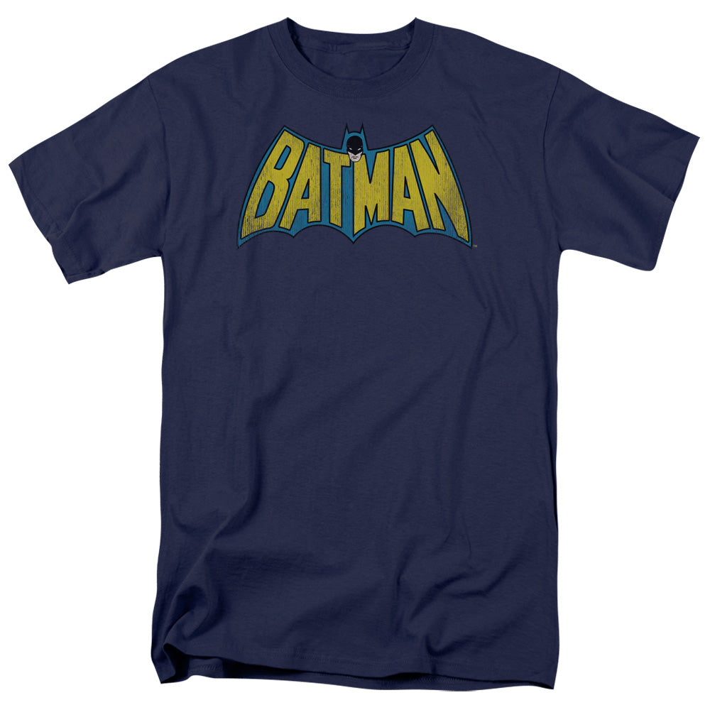 AN OFFCIALLY LICENSED DC CLASSIC BATMAN LOGO MEN'S REGULAR FIT T-SHIRT NAVY