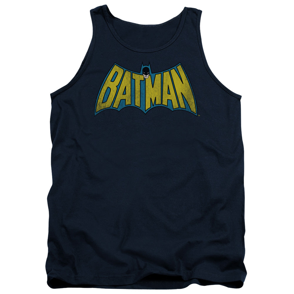 AN OFFCIALLY LICENSED DC CLASSIC BATMAN LOGO ADULT UNISEX TANK TOP NAVY