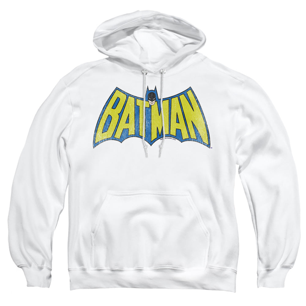 AN OFFCIALLY LICENSED DC CLASSIC BATMAN LOGO ADULT UNISEX PULLOVER HOODIE WHITE