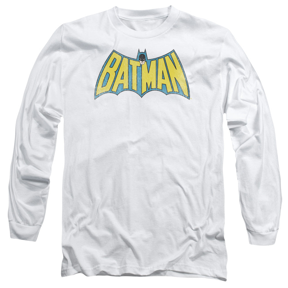 AN OFFCIALLY LICENSED DC CLASSIC BATMAN LOGO MEN'S LONG SLEEVE T-SHIRT WHITE