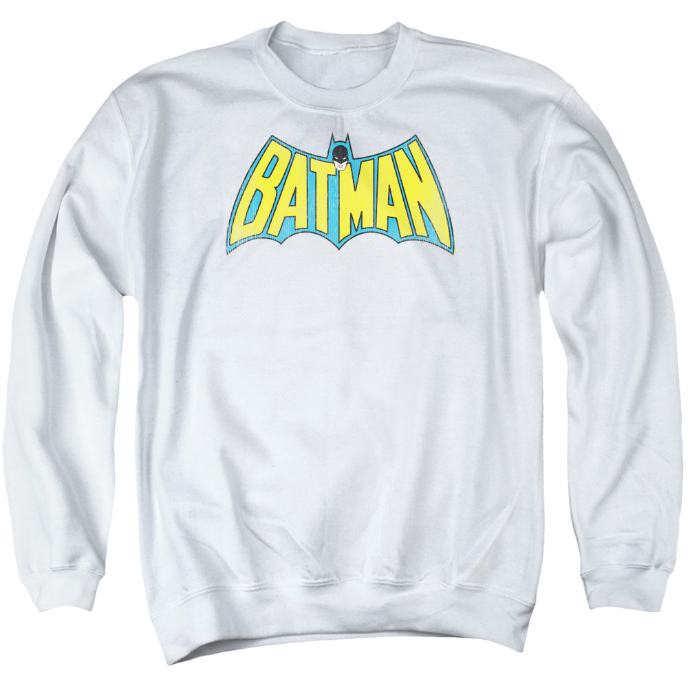 AN OFFCIALLY LICENSED DC CLASSIC BATMAN LOGO ADULT UNISEX CREWNECK SWEATSHIRT WHITE